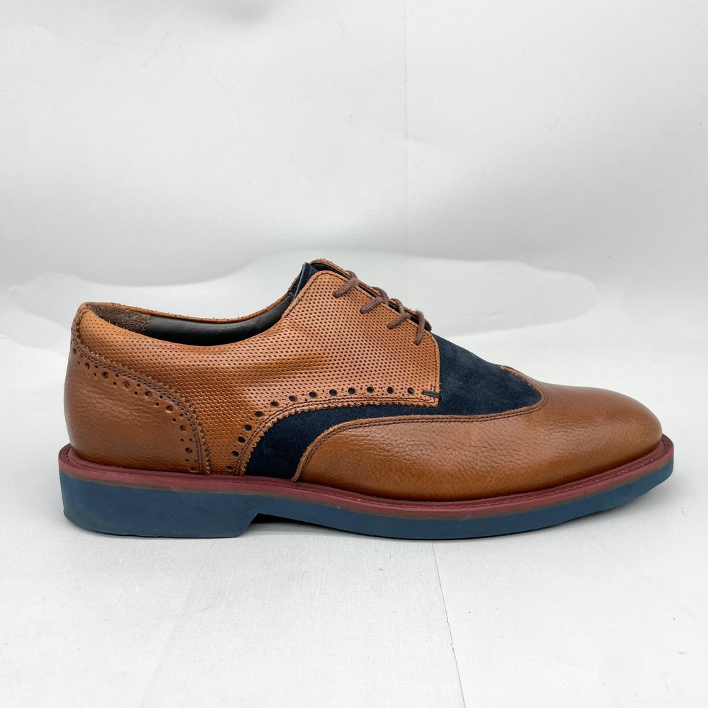 Charles Tyrwhitt Mens 10/ 11 Tan Blue Leather Suede Wingtip Derby Shoes